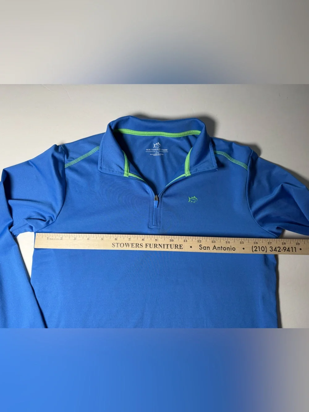 Southern Tide Boys L 12-14 Blue Performance 1/4 Zip Pullover Long Sleeve